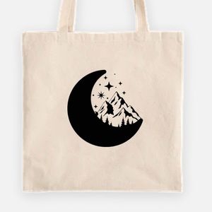 Moon & mountains tote bag